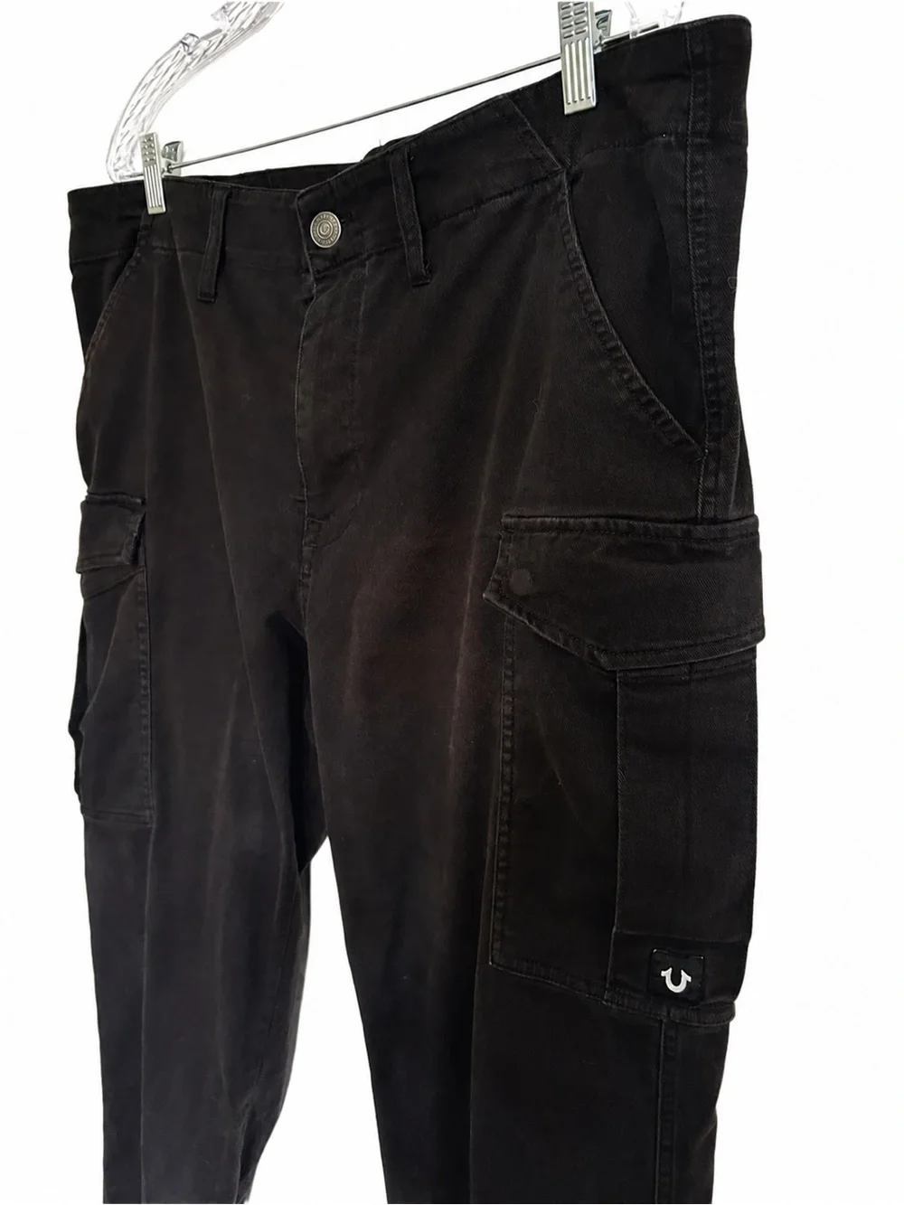 True Religion Cargo Pants Black Mens Utility Size 42